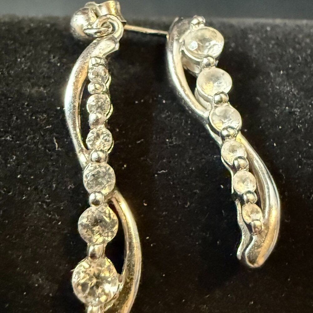 Sterling Silver and CZ Set Earrings Made in Thailand